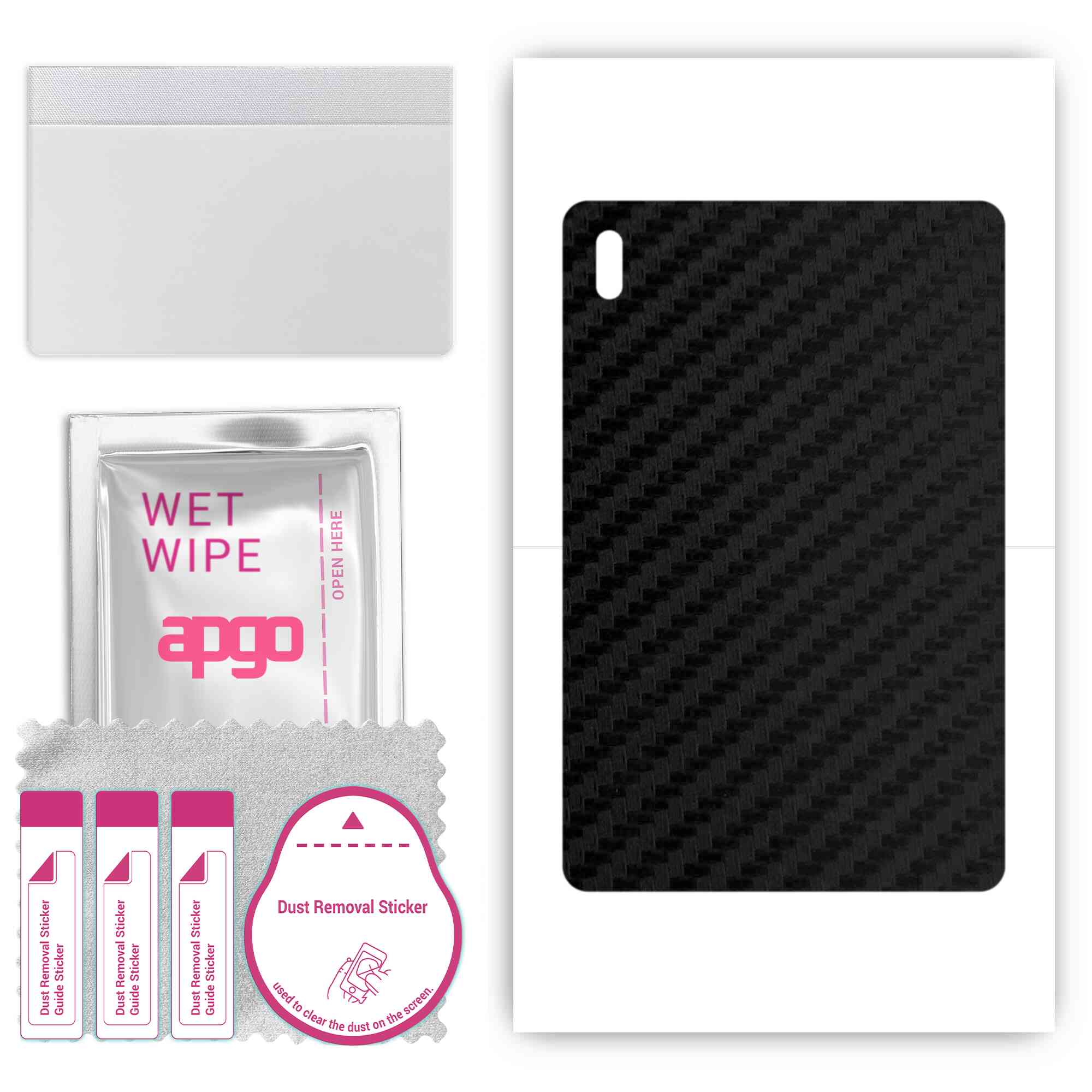 

apgo Protective Skin Sticker for the back compatible with Samsung Galaxy Tab S7 FE WiFi, Wrap Film, Foil, Vinyl - Pattern Carbon Black