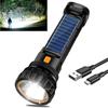 Led Solar Tactical Flashlight 1200mah Rechargeable Battery Waterproof Outdoor Camping Emergency
