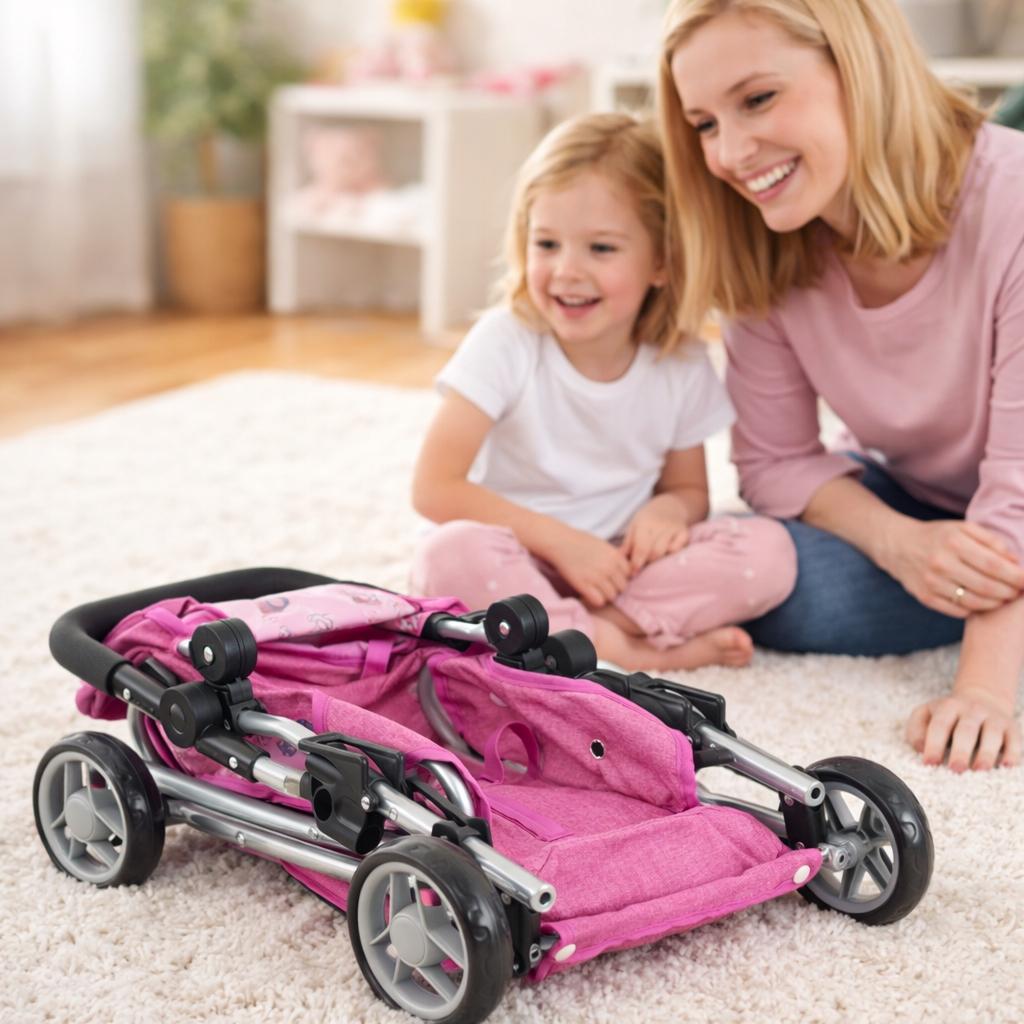 [PACZB] Puppenwagen 3 in 1 Korb, Buggy, Trage + Zubehör Z3333