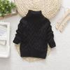 Maglione invernale da bambino, ragazza, in maglia spessa con collo alto e fondo a costine