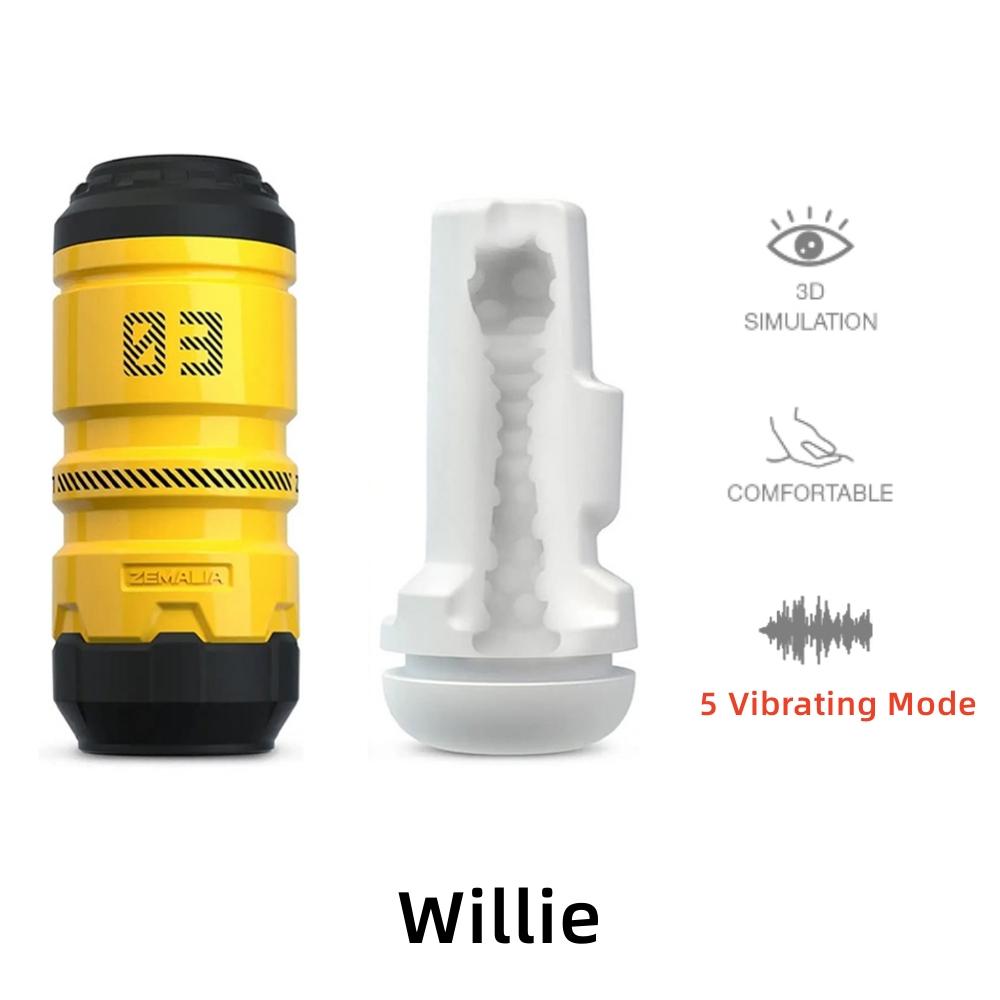 Automatic Vibration Male Masturbator ZEMALIA Vibration Stroker Sleeve 3D Textured Soft Silicone Portable Pocket