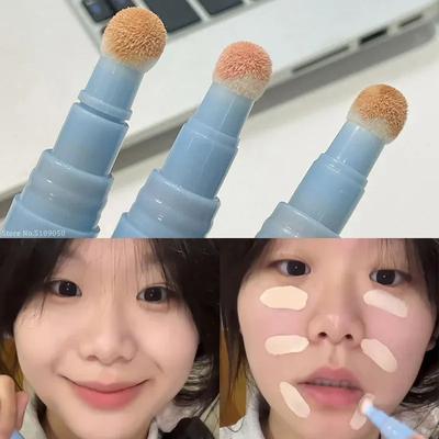 Concealer-Stift mit weichem Plüschkopf, Detailabdeckung für dunkle Augenringe, gleichmäßiger Hautton, aufhellende Ölkontrolle, Foundation, Gesicht hält Make-up