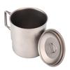 Titanium Cup 420ml High Temperature Resistance Portable Outdoor Camping Mug with Lid Folding Handle