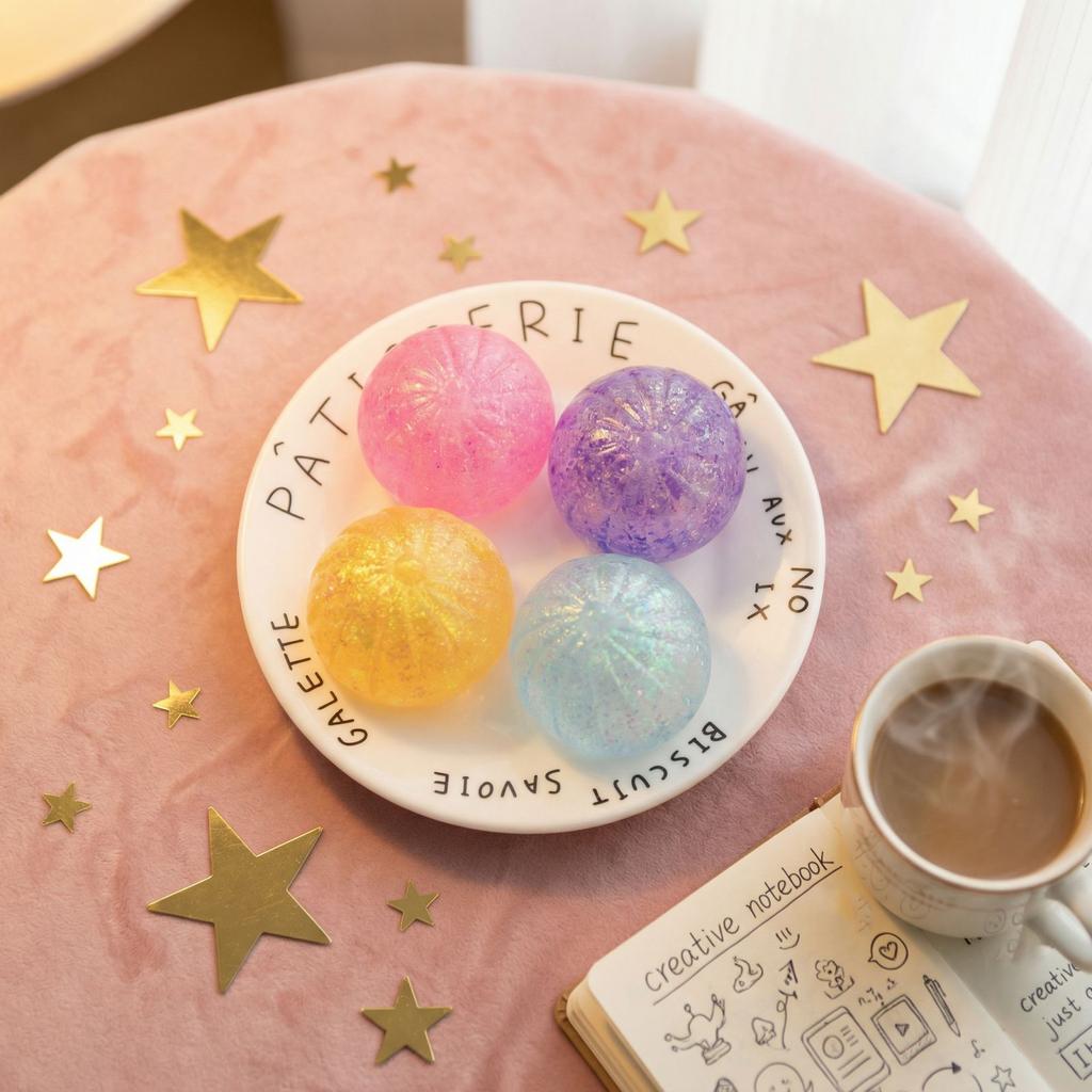 Dumpling-shaped  Toys, Glittering Dumplings, Colorful Dumpling Stress Balls, Fingertip Sensory Toys, Squeezeable Dough Balls For Hand Stress Relief.