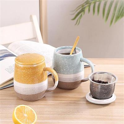 Keramik Tee-Trennungstasse mit Filter und Deckel Milchbecher Multifunktionaler Wasserbecher Frühstück
