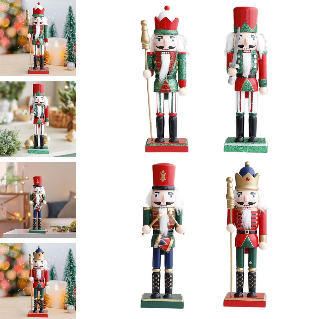 Nutcracker Figurine Christmas Decoration Standing Wooden Nutcracker Desktop