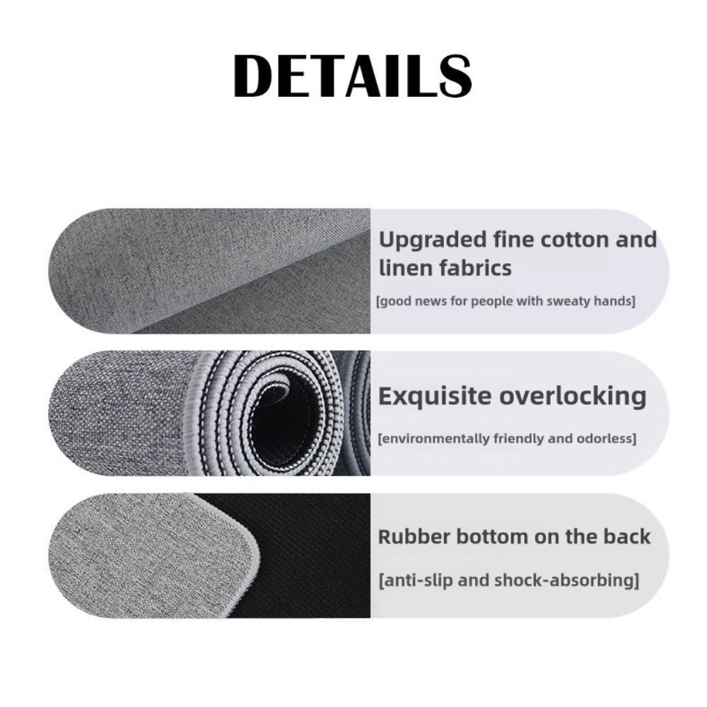 Modern Linen Mouse Pad Rubber Non-slip Computer Laptop Mousepad Large Waterproof Keyboard Mice Mat Home Office