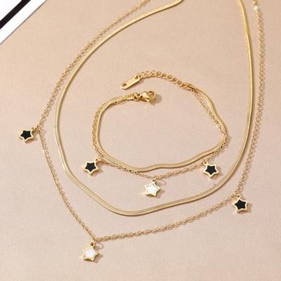2023 neue Mode Stern Anhänger Halskette Weibliche Elegante Charme Halskette Einfache Doppel Schicht Mädchen Geschenk Ausschnitt Kette Geschenk Pullover Kette