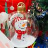 24" Inflatable Christmas Ball with LED Light Outdoor Blow Up PVC Ball Decorations with Santa/Reindeer/Snowman Figurine for Yard Pool Garden Decor