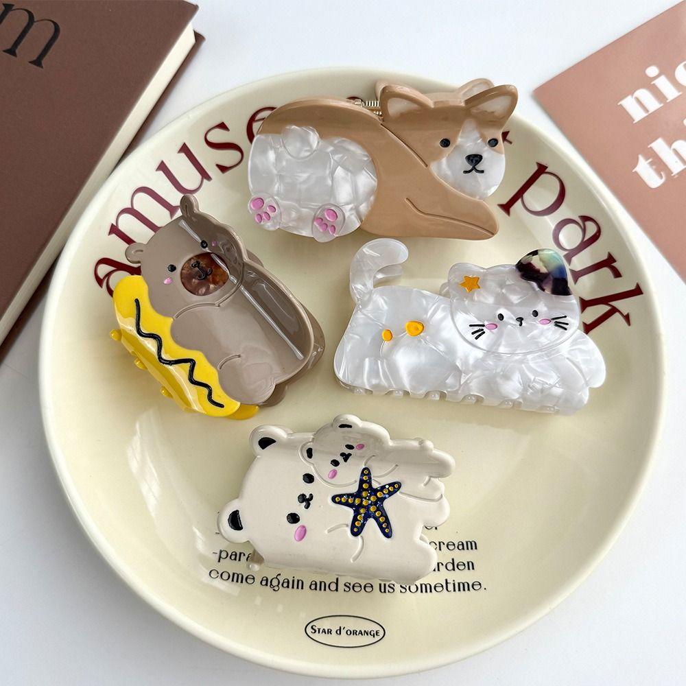 Capibara Animal Hair Clip Pet Corgi Dog Shark Clip Personalized Acetate Cat Hair Claw  Female