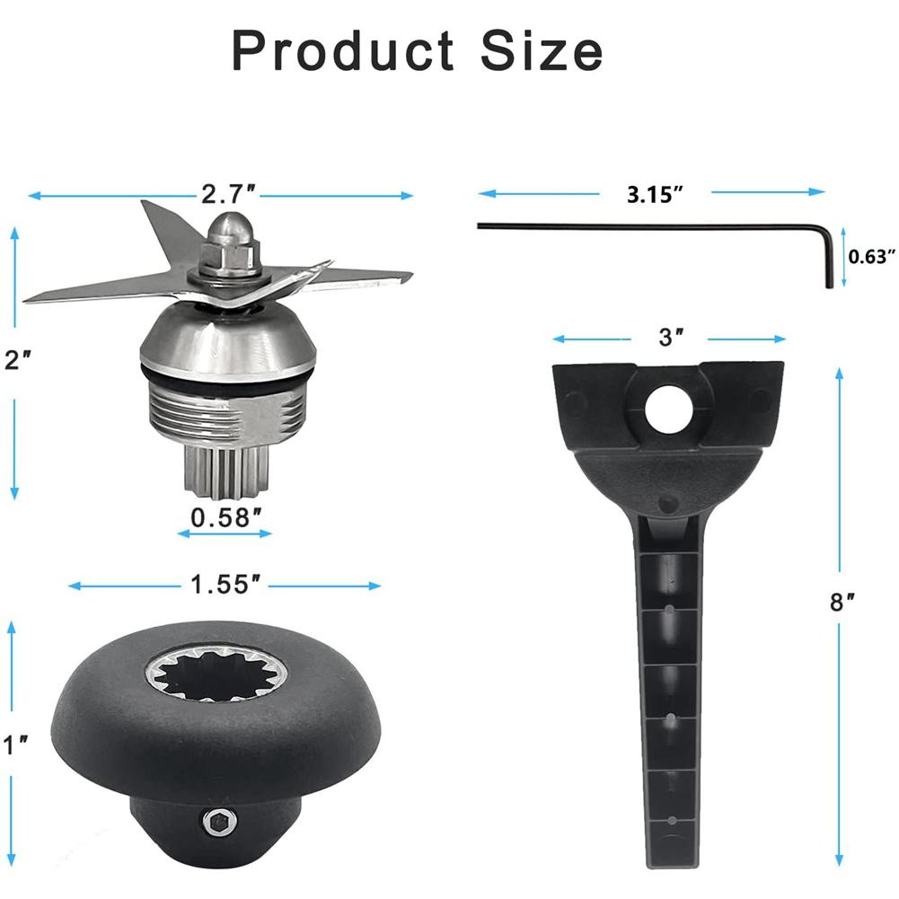 Blender Wet Blade Assembly - Wrench & Removal Tool& Drive Socket Replacement Part for Vitamix 5200 Series