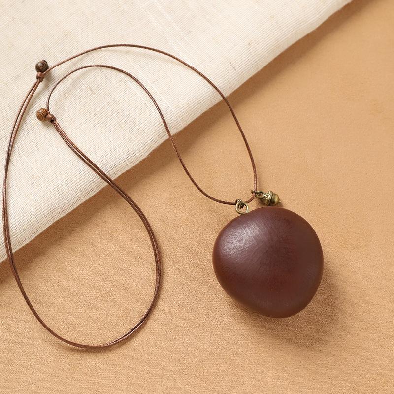 Female Acorn Pendant - Simple Long Sleeve Sweater Chain - Retro Knitted Necklace Accessory