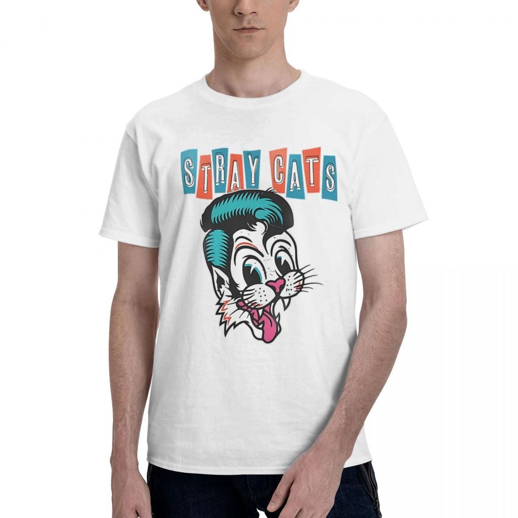 80s Music Band Stray Cats 100 Cotton Casual Breathable Confortable Vintage Mens Clothing Brands Funny Shirt