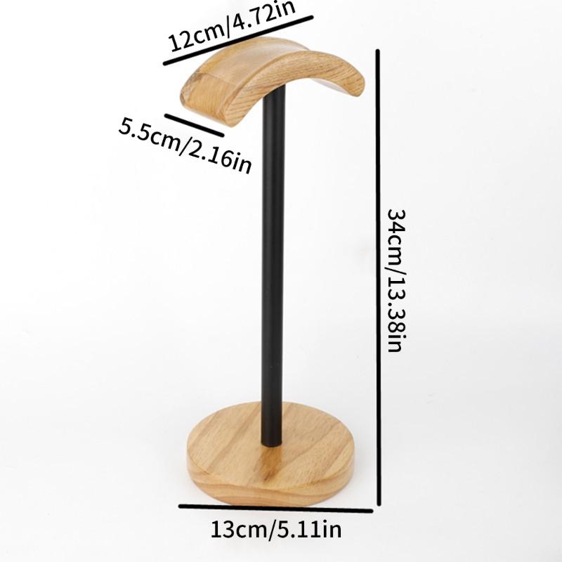 Desktop Gaming Headphone Holder with Sturdy Wood Base Large Contacting Area for Stable Earphone Storage