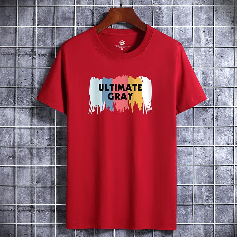 QICED Summer Short-sleeved T-shirt Men's O-neck Trend Bottom Shirt