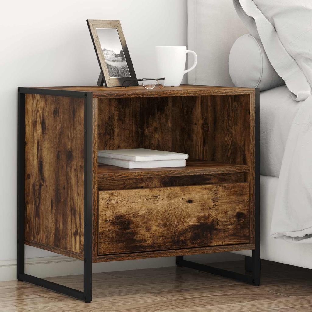 Nightstand Smoked Oak 50 x 39.5 x 50 cm Particleboard