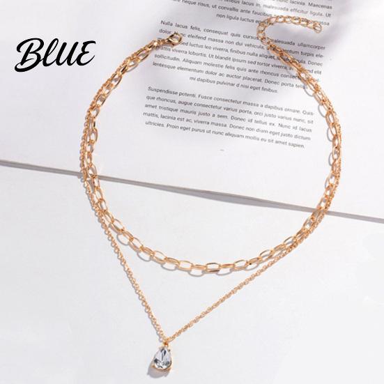 Delicate Drop Necklace Cubic Zirconia Necklace Double-Layered Chain Elegant Choker