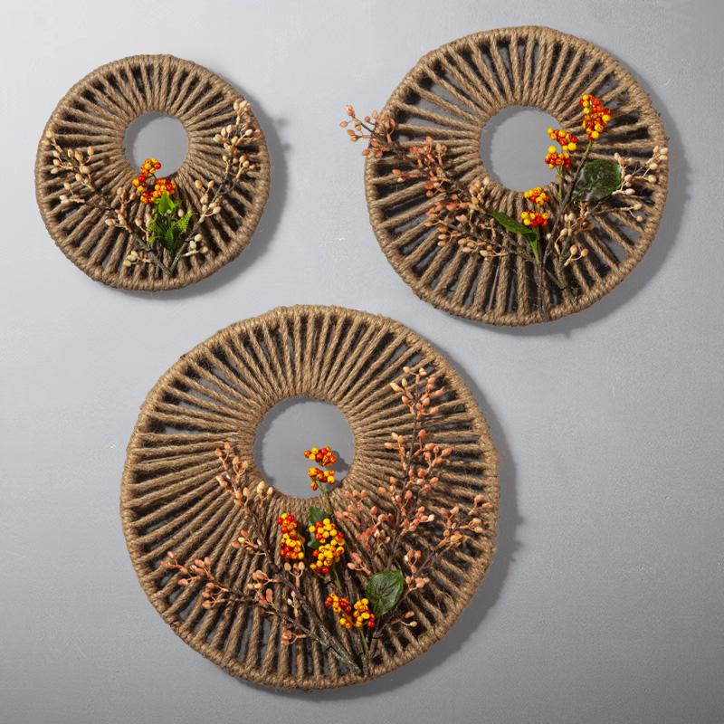 Rattan Woven Round Wall Decor for Living Room Background Wall Macrame Hanging