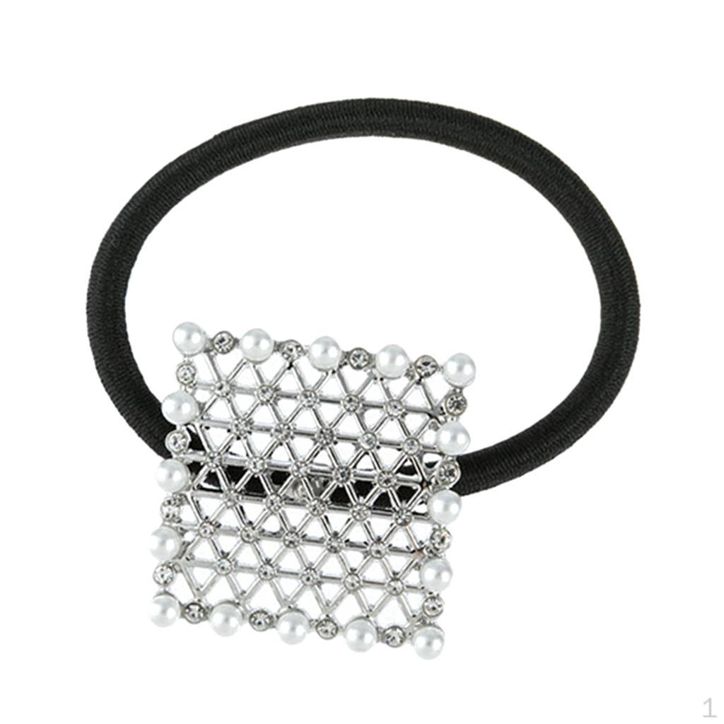 Сплав Квадратные Жемчужные Стразы Резинки для Волос Завязки Держатель для Хвоста