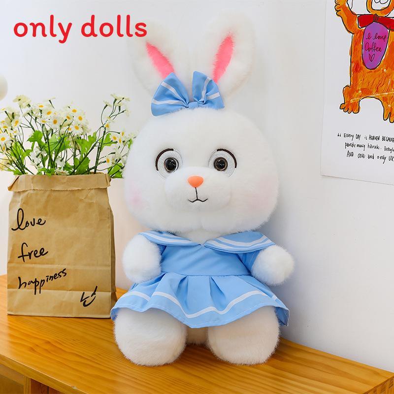 Plush Rabbit Toy With Dress And Bow Decoration For Girls Gift And Comfort