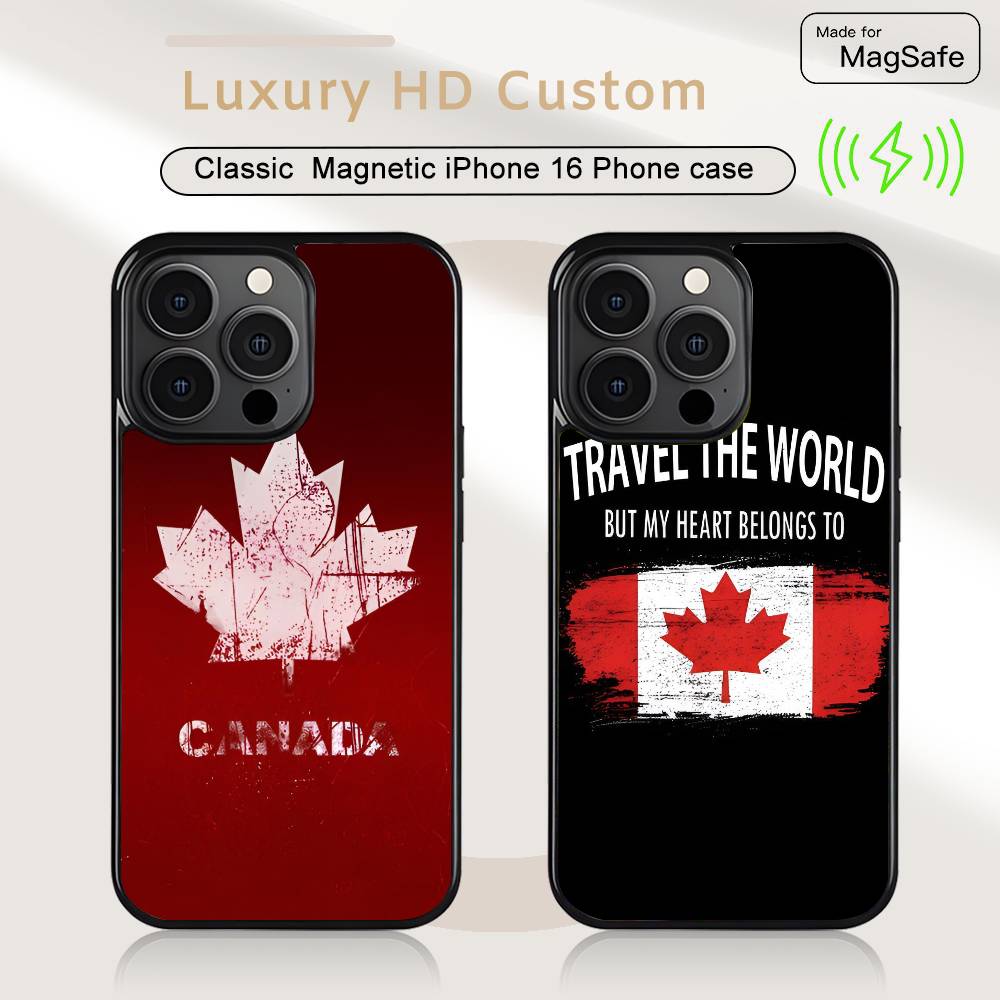Canada Flag Phone Case Mobile Suitable For Apple 16 PRO MAX 15 14 13 12 MINI 11 Patch Black Hard Shell