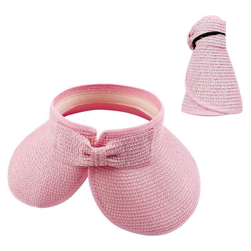 Sun Straw Summer Hat With Bow Decoration And Foldable Design For Outdoor Daily