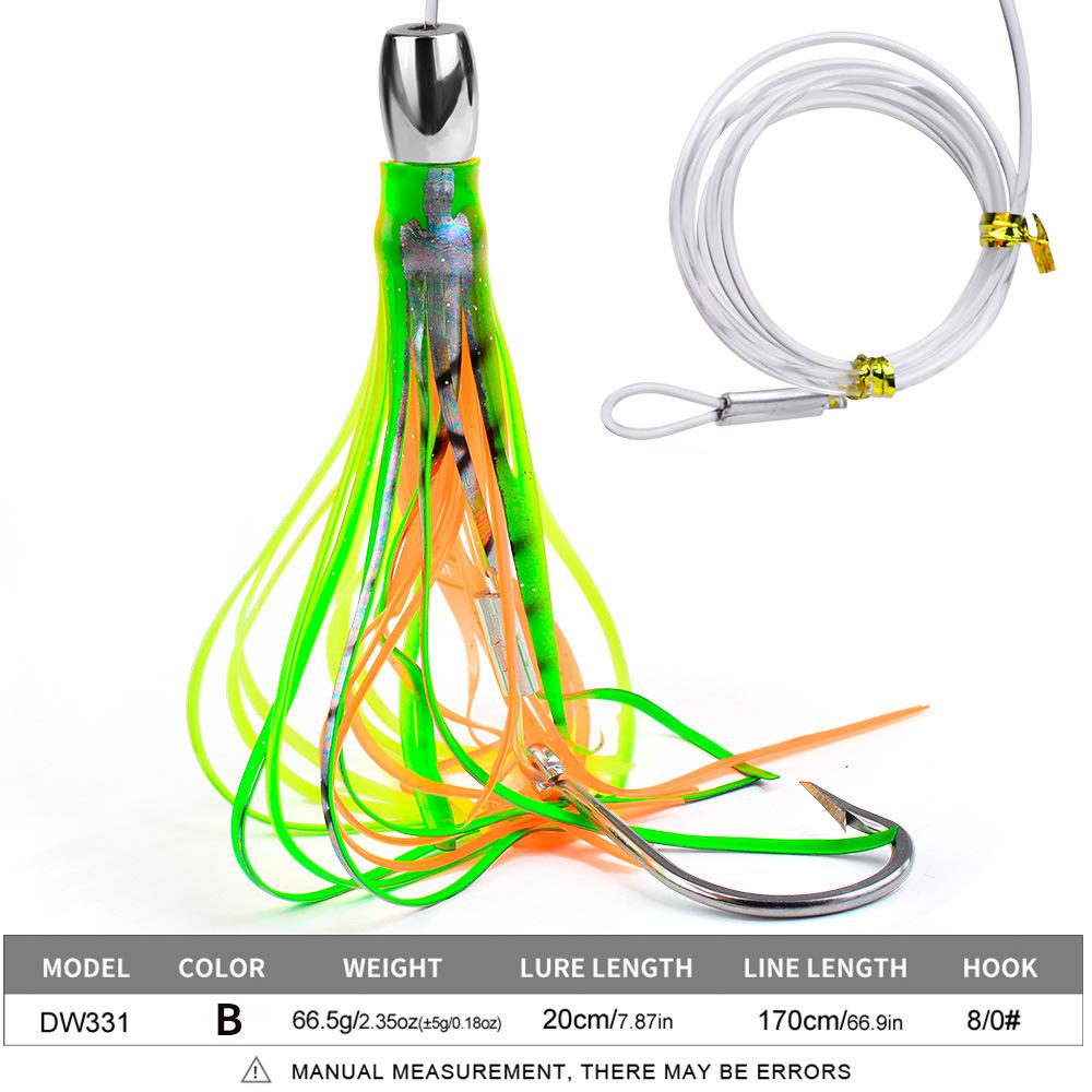

7,87-дюймова приманка для риболовлі з перетягуванням, 20 см, 66,5 г, металева голова восьминога, кальмара, м’яка приманка, біоміметична наживка для морської риболовлі 20CM/66.5G