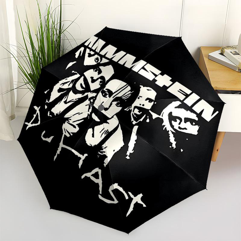 1PC Rammstein Print Umbrella, Featuring Automatic Folding, And Shielding. This Sturdy And Durable Umbrella with Eight Ribs Is Convenient for Outdoor U