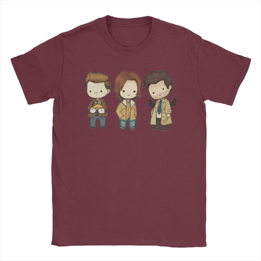 Men's Sam Dean Castiel Supernatural Chibi T Shirt TV Shows 100% Cotton Clothes Round Neck Tee Shirt New Arrival T-Shirt