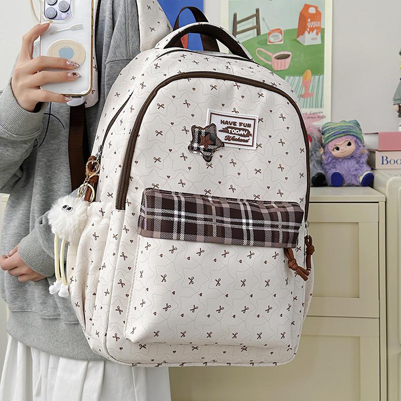 Schoolbag bow backpack high value ins fresh and sweet junior high school students lightweight large capacity backpack