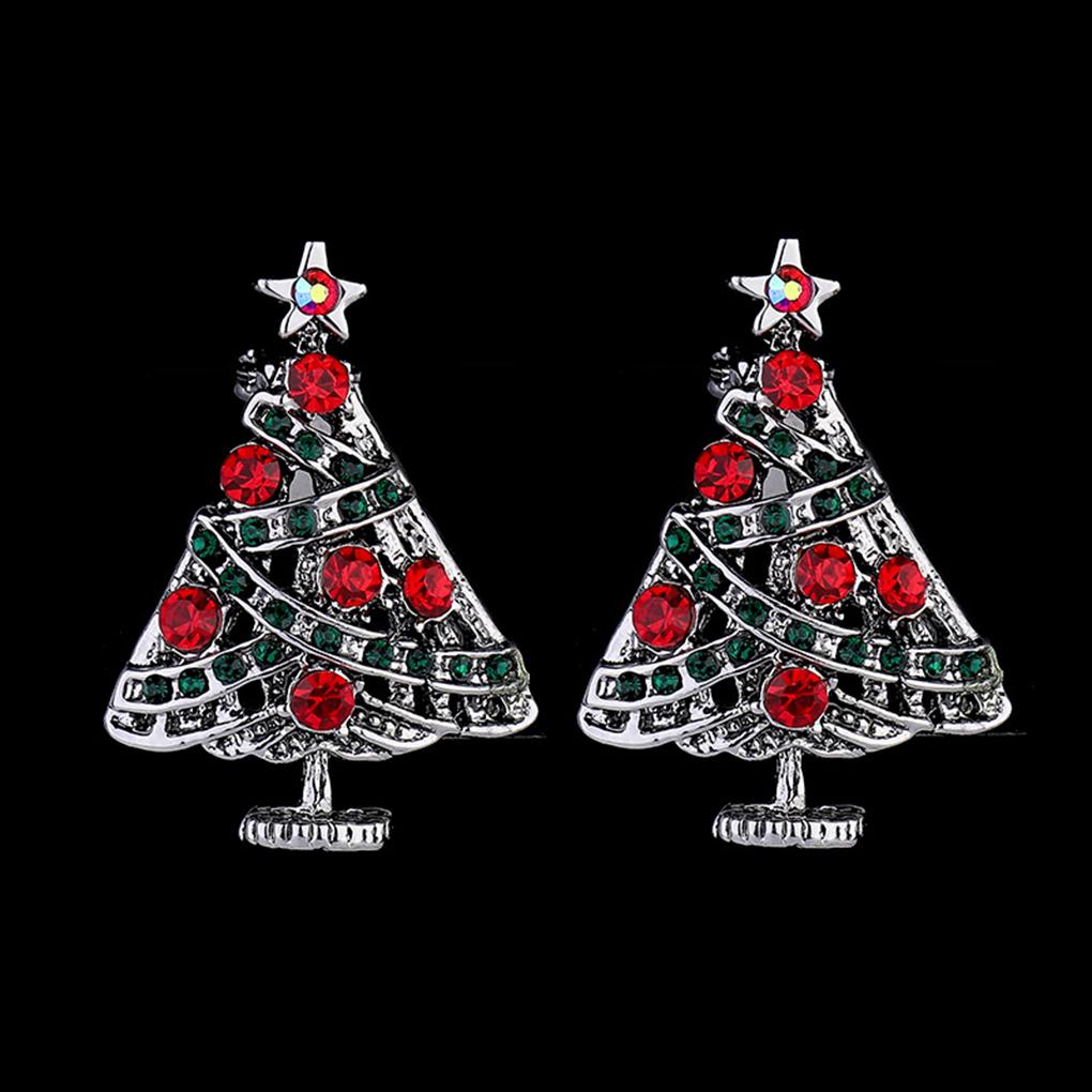 Frauen Mädchen Emaille Weihnachtsbaum Brosche Legierung Strass besetzt Korsagen Nadel Anstecknadel Schmuck Weihnachtsgeschenk