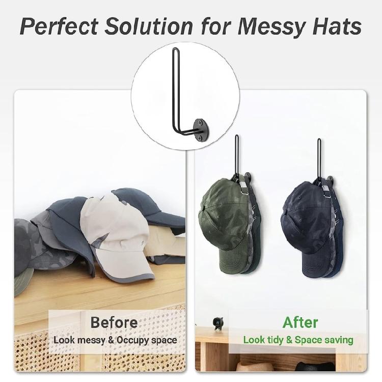 3 Stück Metall Baseballkappen Präsentationsständer Wandmontiert Kohlenstoffstahl Kappenhalter Praktisch Türen Zimmer Hut Organizer