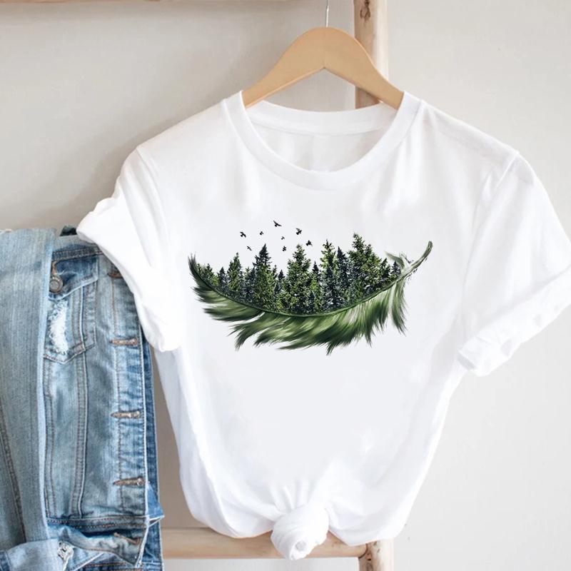 Short Sleeve Camper Truck Flower Tee Top Fashion Tshirt Clothing Casual Women Print Summer Lady Female Graphic T-shirt