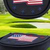 Golf Club Head Cover for Woods Driver Fairway Hybrid Faux Leather Mallet Putter Covers with Magnetic Closure US Flag Pattern Blade Headcover Protector
