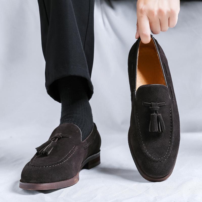 Men'S British Breathable Hair Stylist New British Style Beanie Shoes Fringed Leather Shoes 24262-R