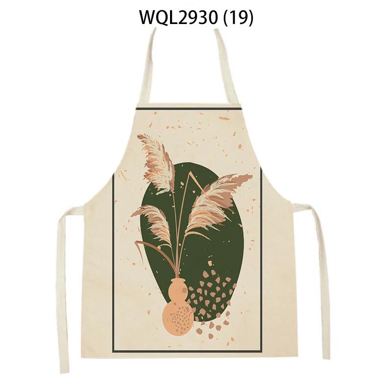 Cleaning Supplies Flower Plants Pattern Kitchen Aprons Sleeveless Linen Aprons Home Cooking Baking Accessories Antifouling Apron