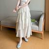Qooth Polka Dot Ruffle Tiered Midi Skirt Asymmetric Patchwork Cake Skirt QT2878