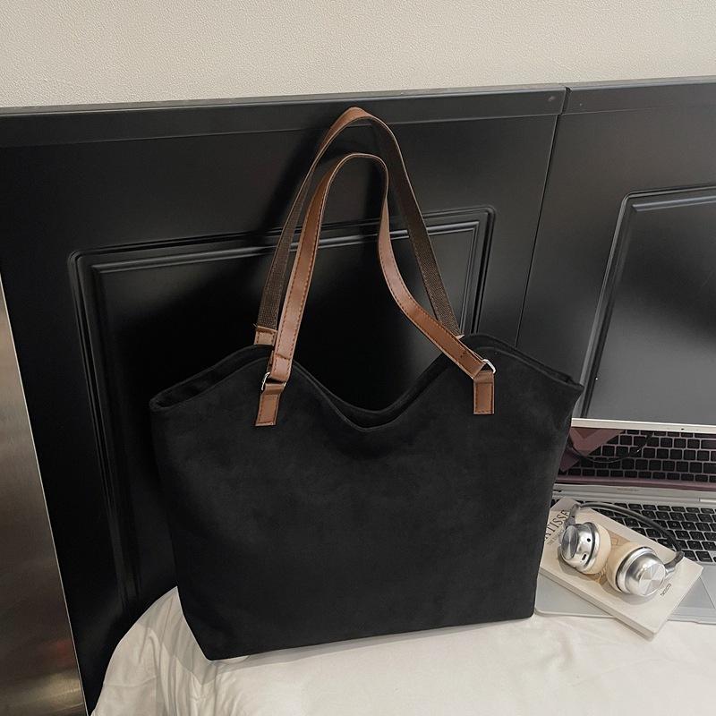 Stylish Suede Top Handle Bag Women Vintage Large Tote Shoulder  Bag for Work Commute and Daily Use Texture Simple Storage Bags