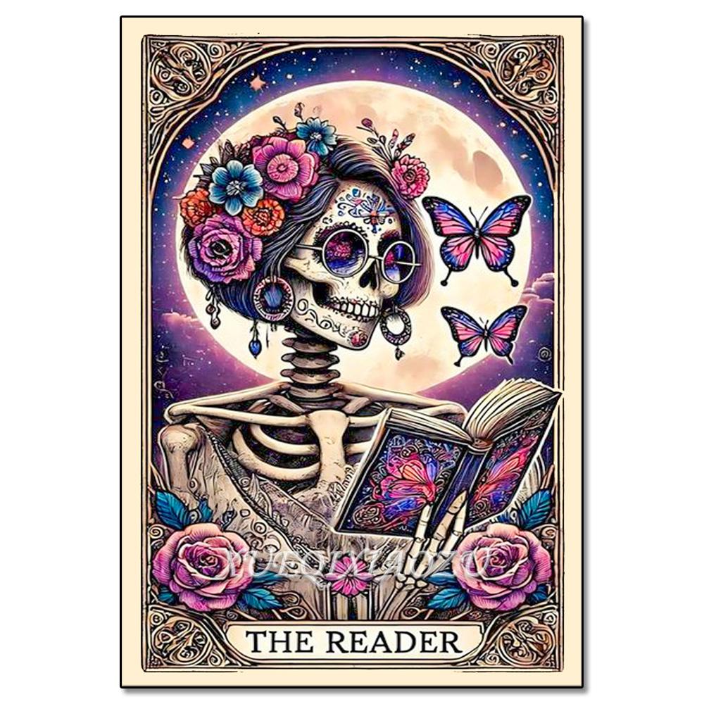 Peinture Art Diamant DIY Squelette Dames Mosaïque Point de Croix Set Art Fleur Pierre Précieuse Incrustation Cadeau DIY Décoration Peinture