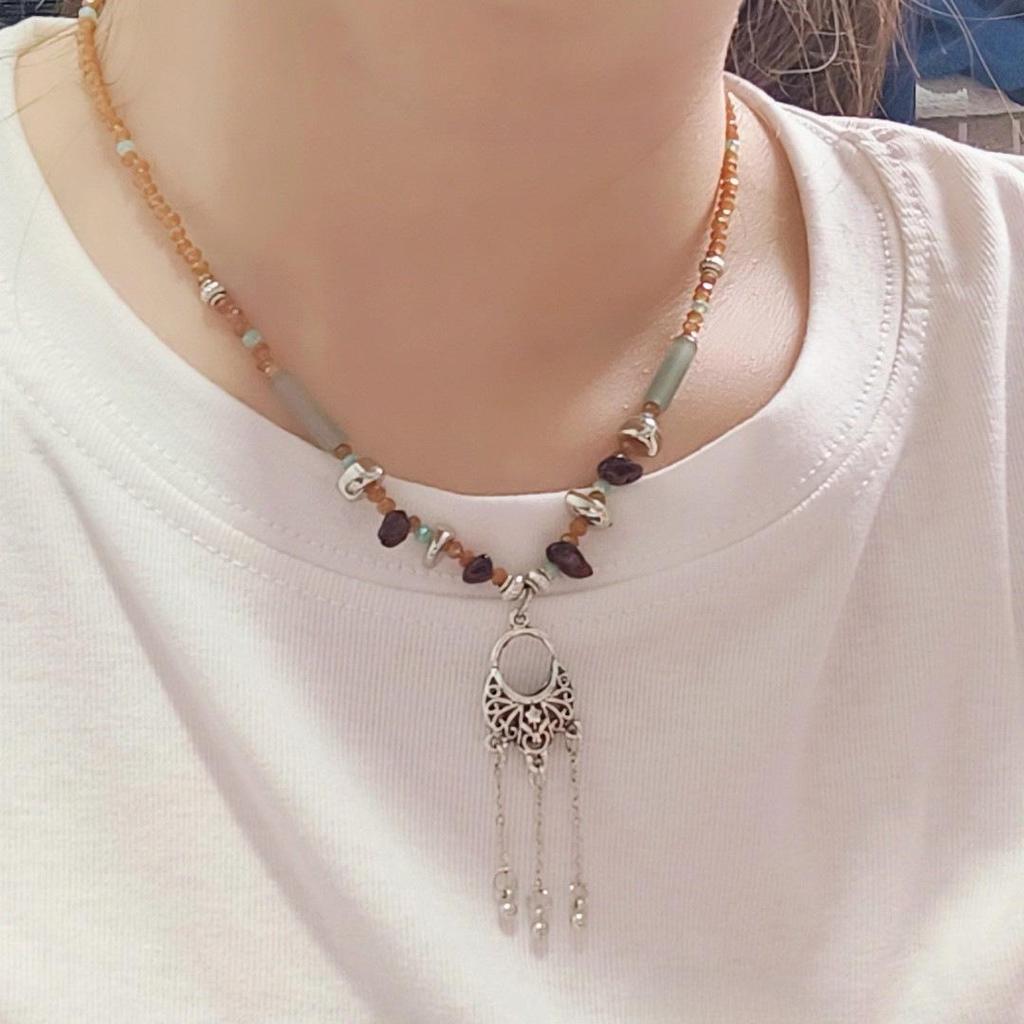 Retro Tassel Flower Basket Pendant Necklace - Niche Design, Clavicle Chain, New Chinese Style for Women