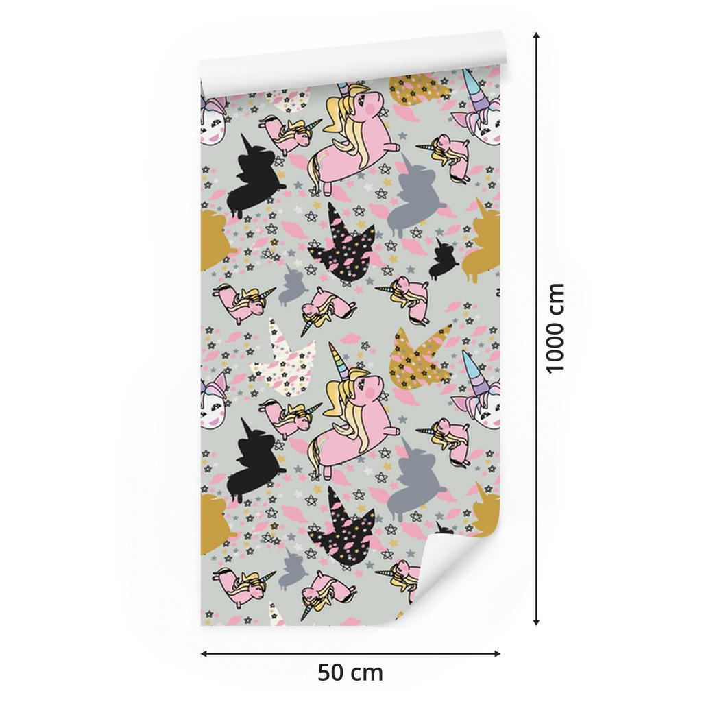 Colorful Unicorns Wallpaper for Living Room and Bedroom 50x1000