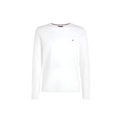 Solid Color Crew Neck Fitted Long Sleeve Sweatshirt Men Sweatshirt White MW0MW10804-YBR
