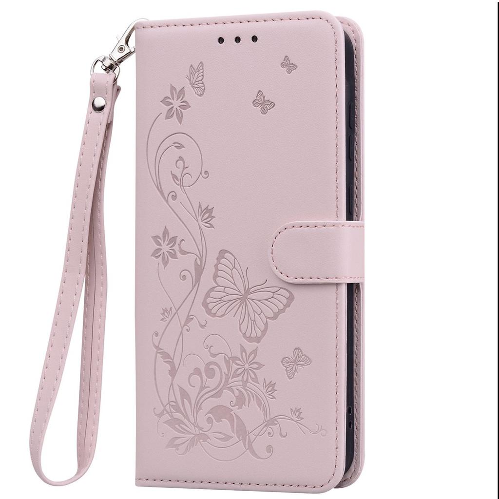 Elegant Butterfly Floral Flip Leather Phone Case for OPPO Reno15 5G Long Shoulder Strap Wrist Lanyard Cover