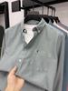 Men's High-End Embroidered Long-Sleeve Solid Color Shirt with Pockets for Spring and Autumn - Business Casual and Versatile