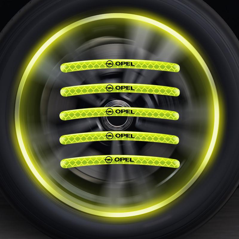 AAAYU1 AAAYQ1 Car Wheel Fluorescent Sticker Hub Sticker Reflective Warning For Opel Corsa Astra Insignia Vectra Zafira Meriva Mokka Grandland