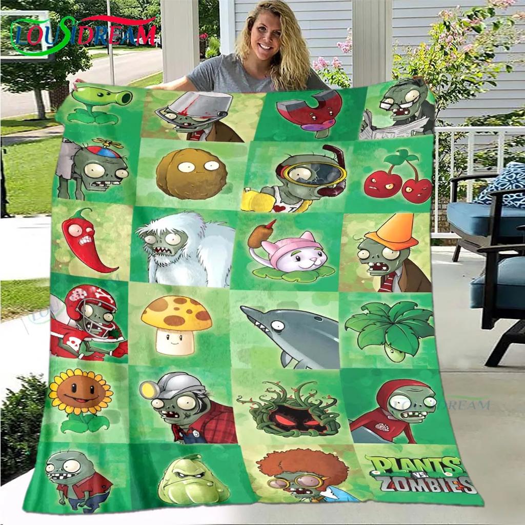 Hot Puzzle Games P-plant Vs Z-zombiee Flannel Children Blanket Sofa Bed Decoration Blanket Portable Blanket Bath Towel Gift