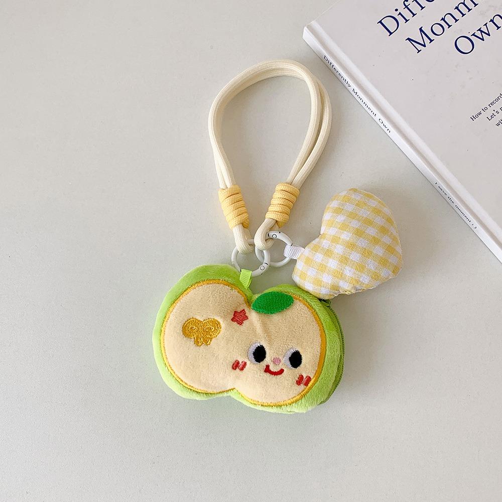 Cute Multifunction Headset Bag Apple Doll Pendant Protective Cover Lanyard Earphone Bag Hanging Ornament Coin Purse