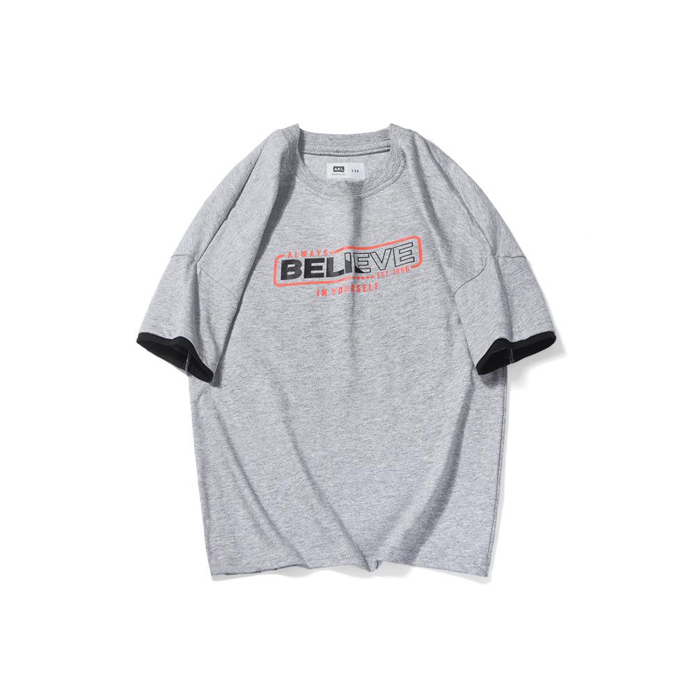 Kids' Korean Style Summer Cotton T-Shirt - Short Sleeve, Printed, Versatile