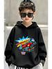 Autumn/Winter Fun Monster Machine Pattern Children's Hooded Sweatshirt Warm Hooded Sweater