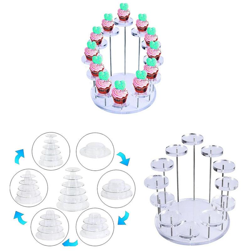 Acrylic Cupcake Stand Tiered Display Tower for Dessert Candy Pastry Macaron Wedding Party Cake Stand Holder Display Rack